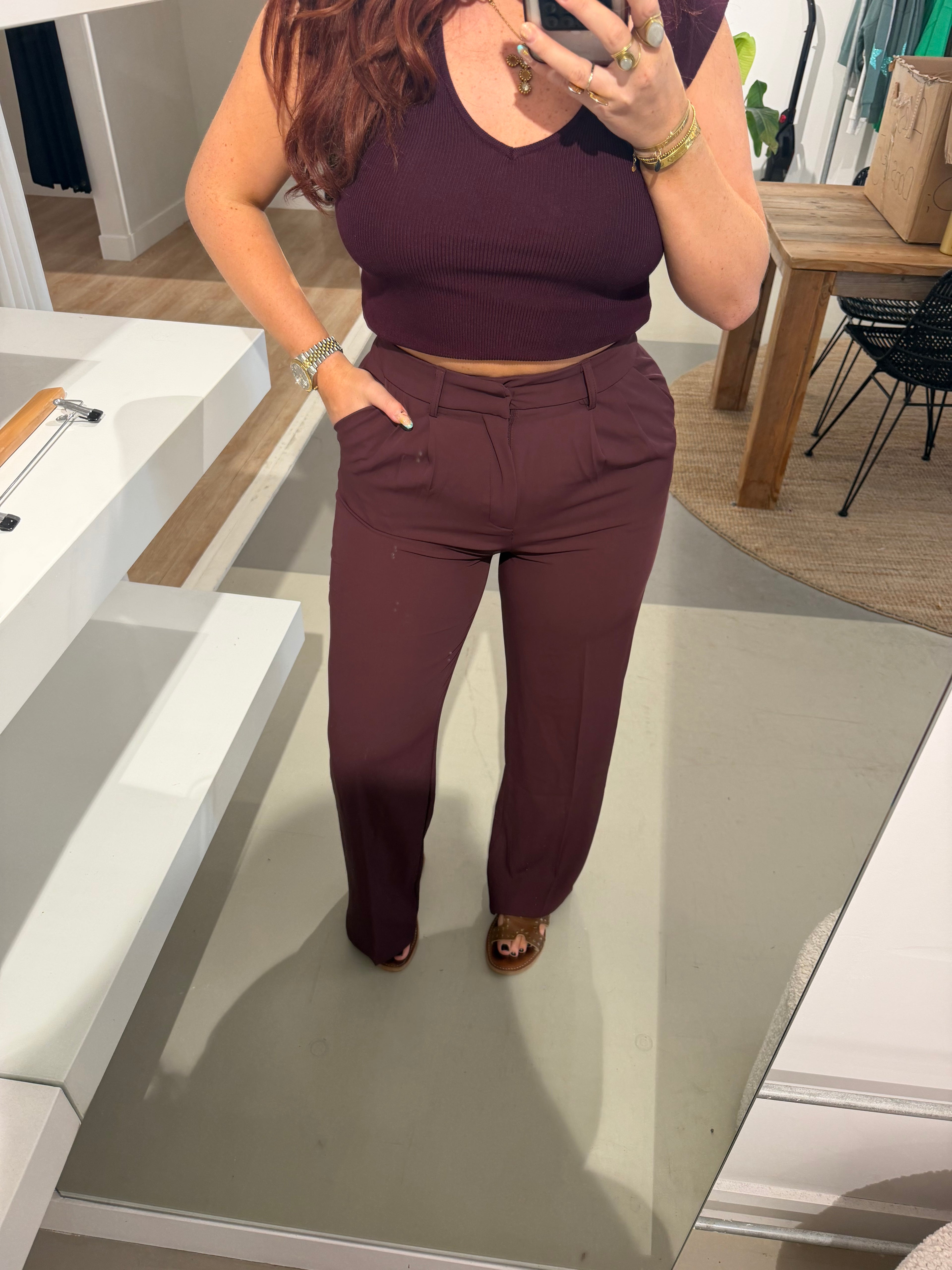 Pantalon rikkie aubergine