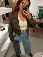 Leren jas kiki groen