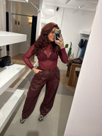 Leren broek bordaux