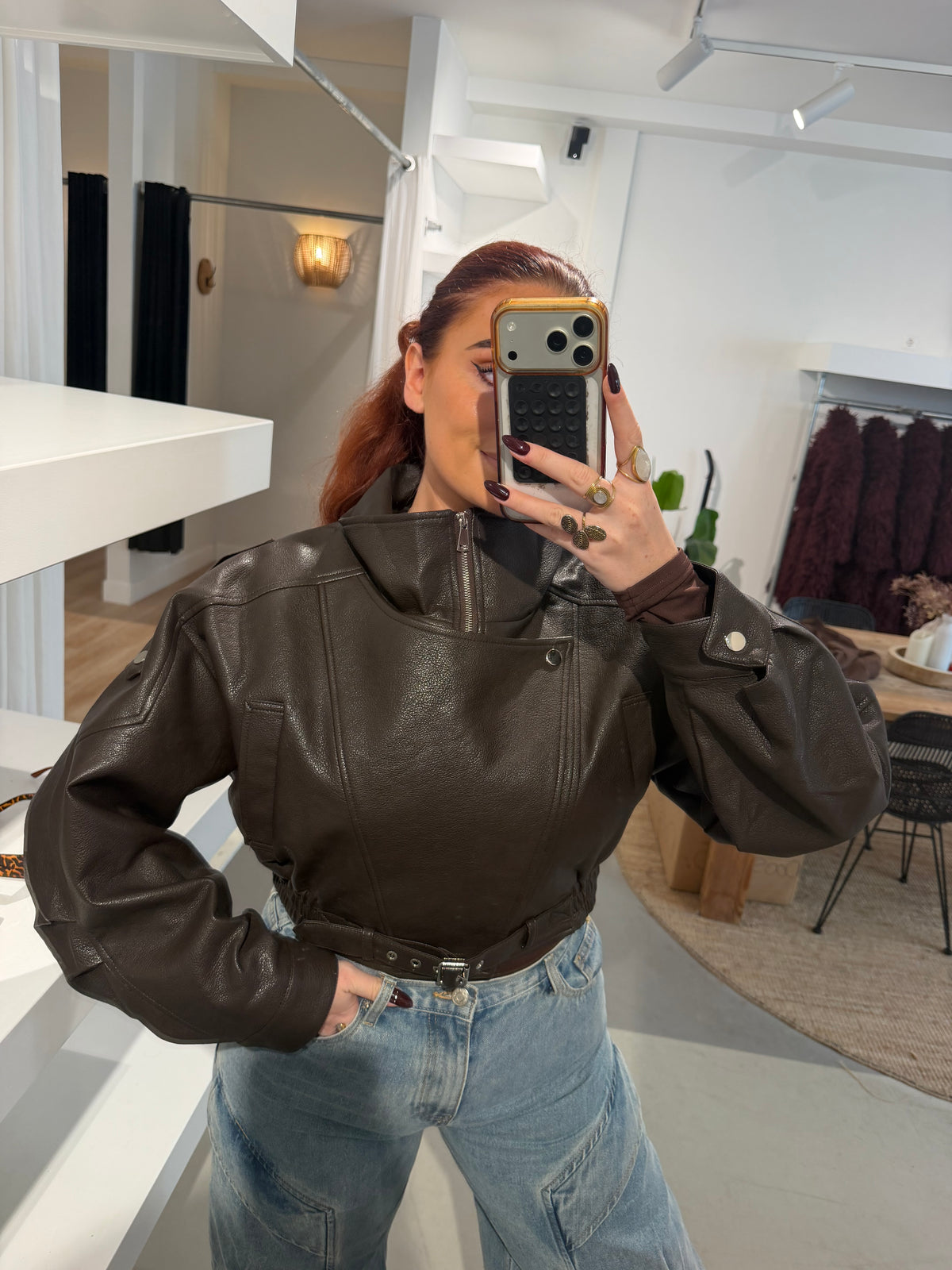 Leren jas Zoe bruin