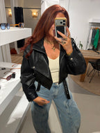 Leren jas kiki zwart