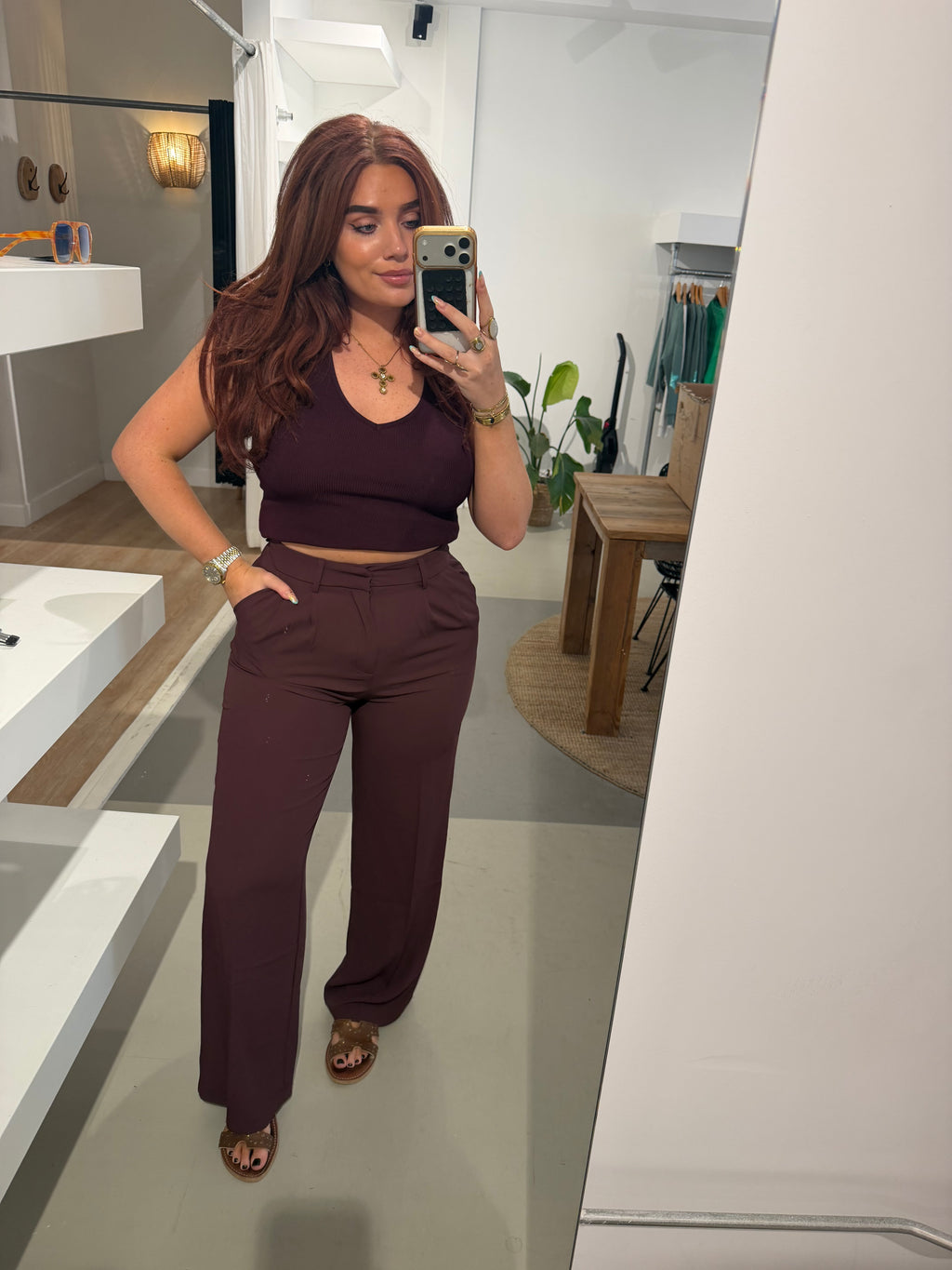 Pantalon rikkie aubergine