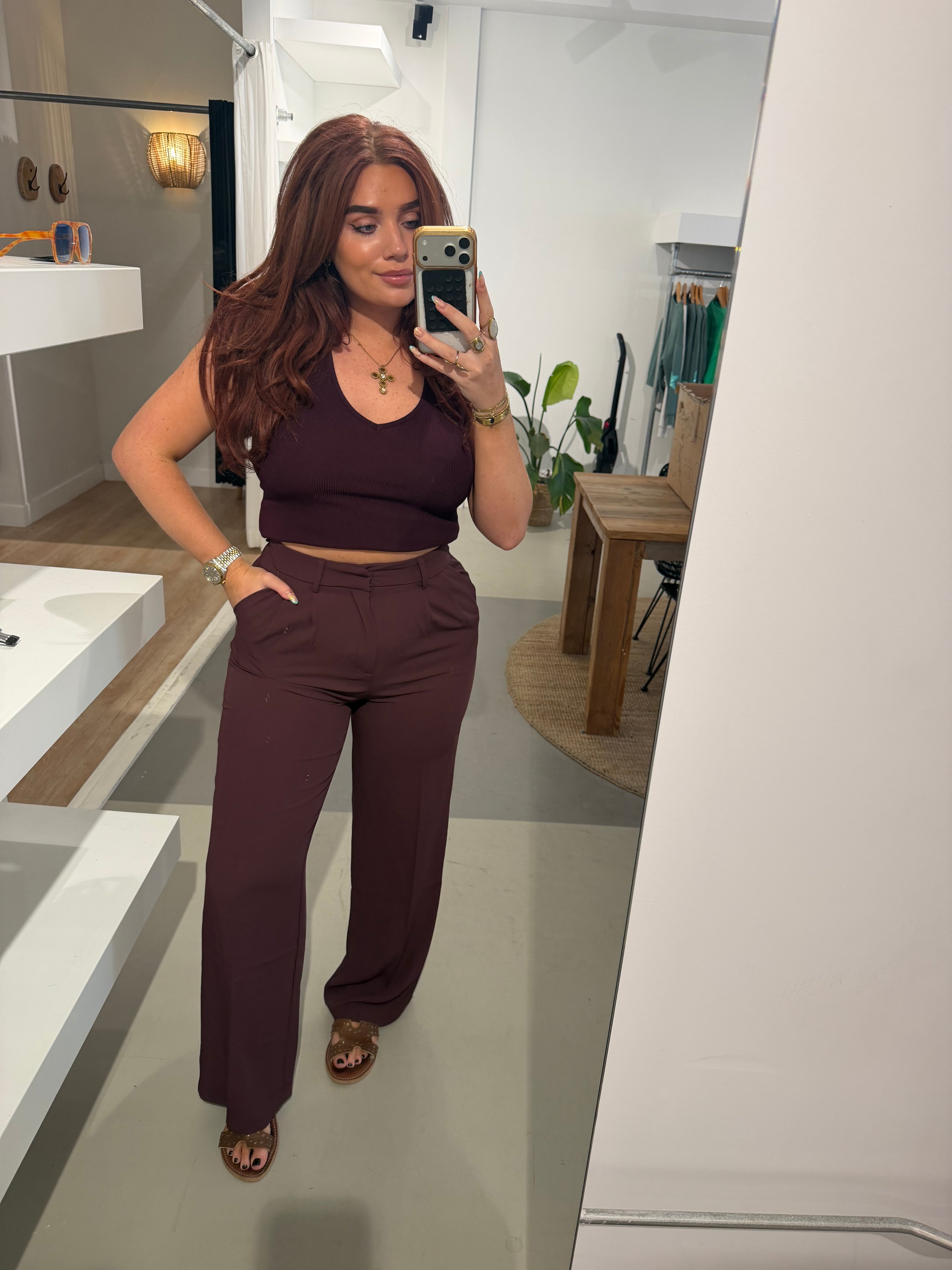 Pantalon rikkie aubergine