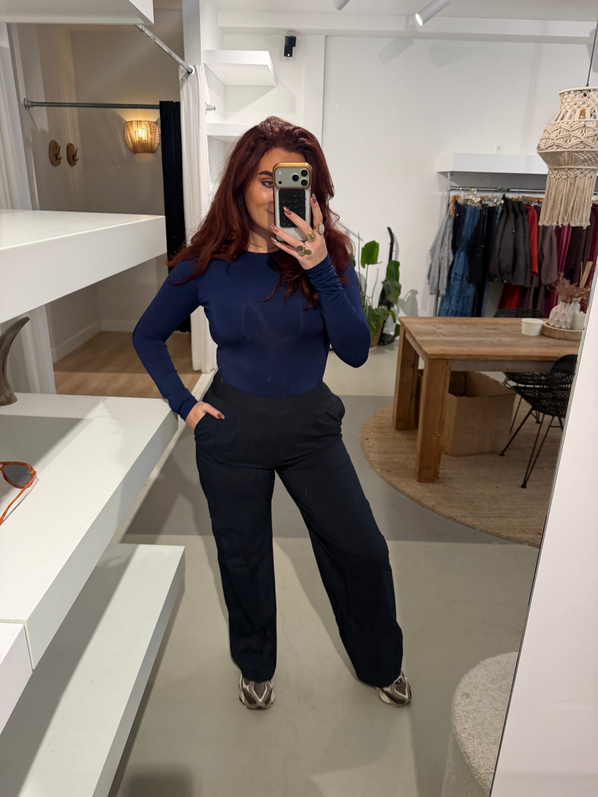 Broek juta blauw