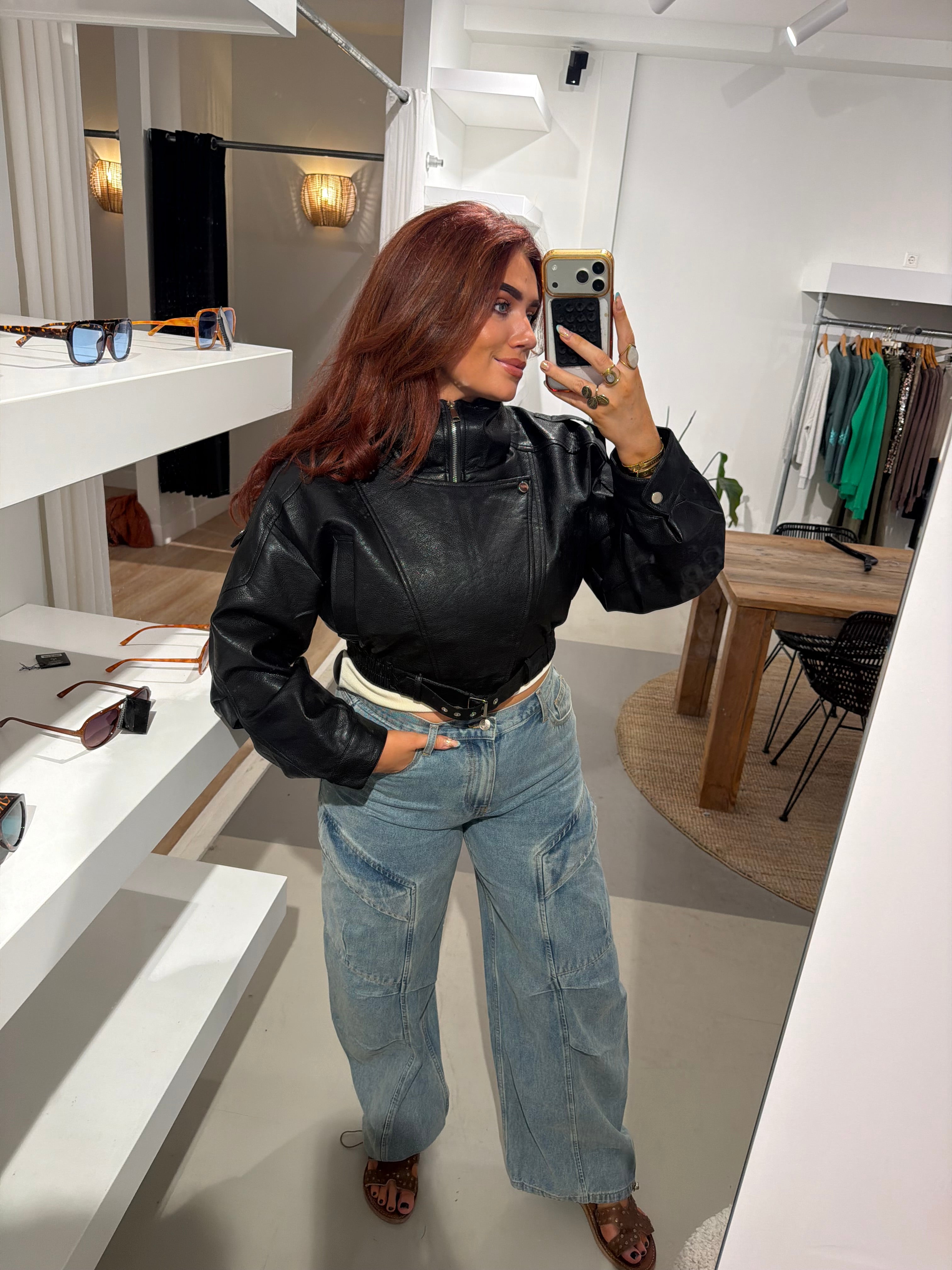 Leren jas kiki zwart