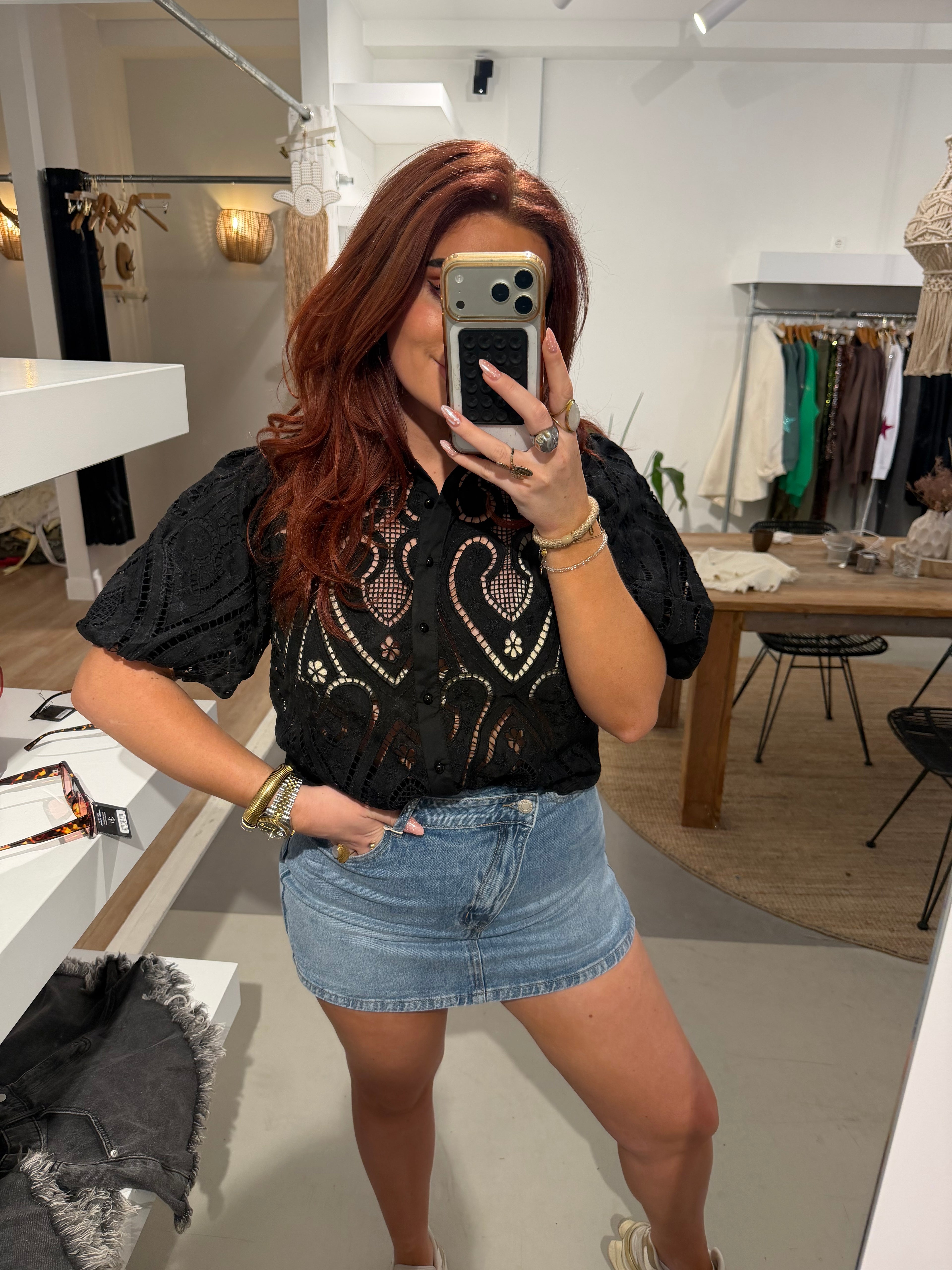 Blouse amber zwart