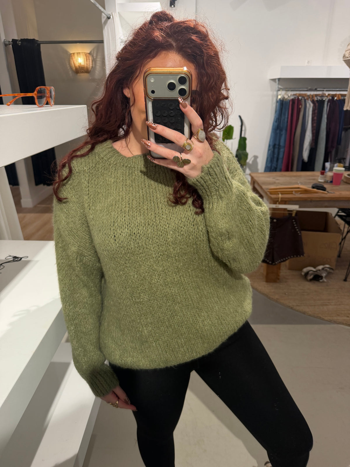 Trui loys olive groen