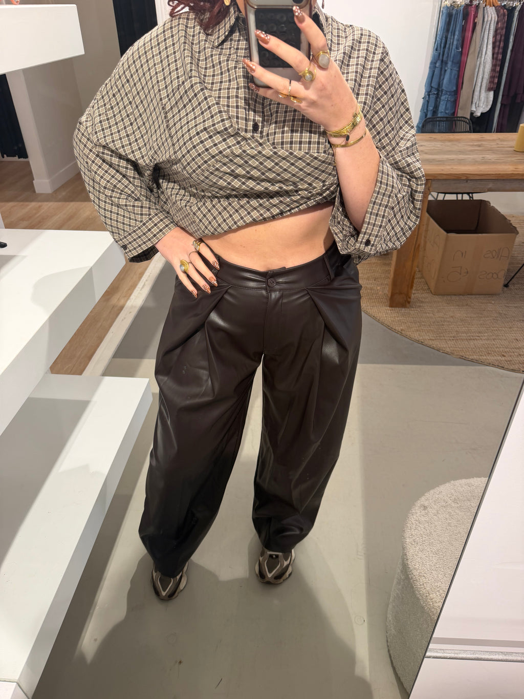 Leren broek bruin