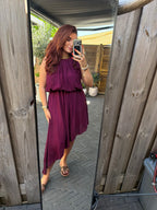 Jurk bibi aubergine