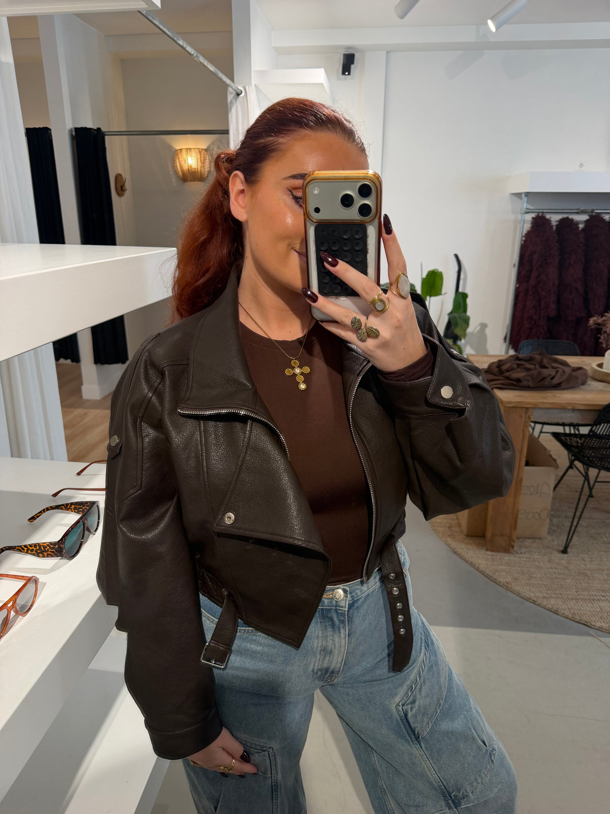 Leren jas Zoe bruin