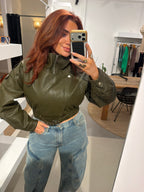 Leren jas kiki groen