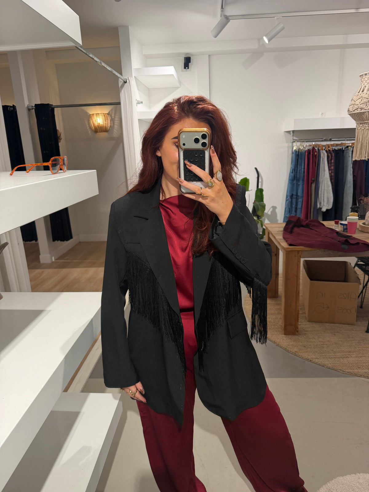 Franje blazer zwart
