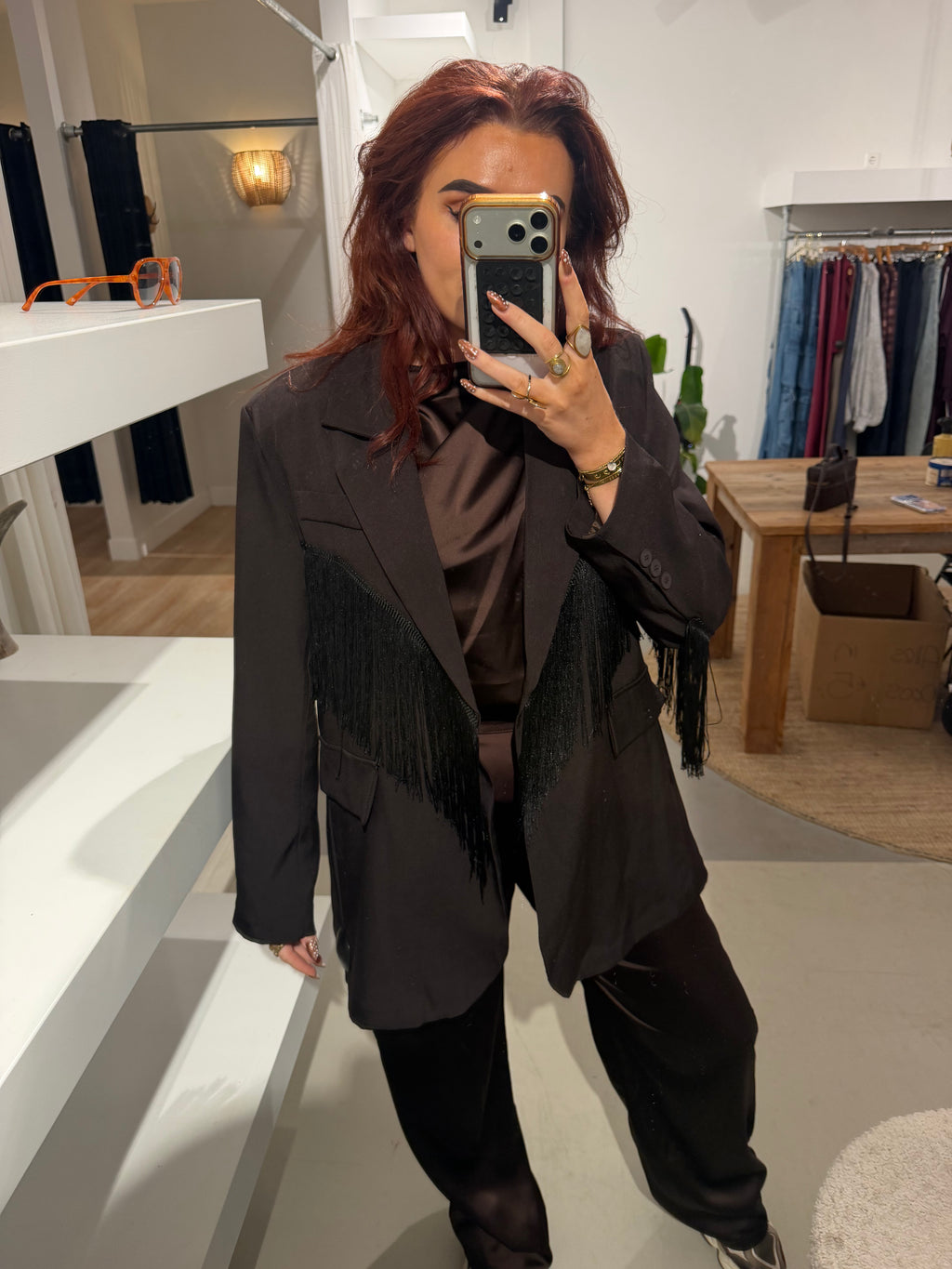 Blazer franje bruin
