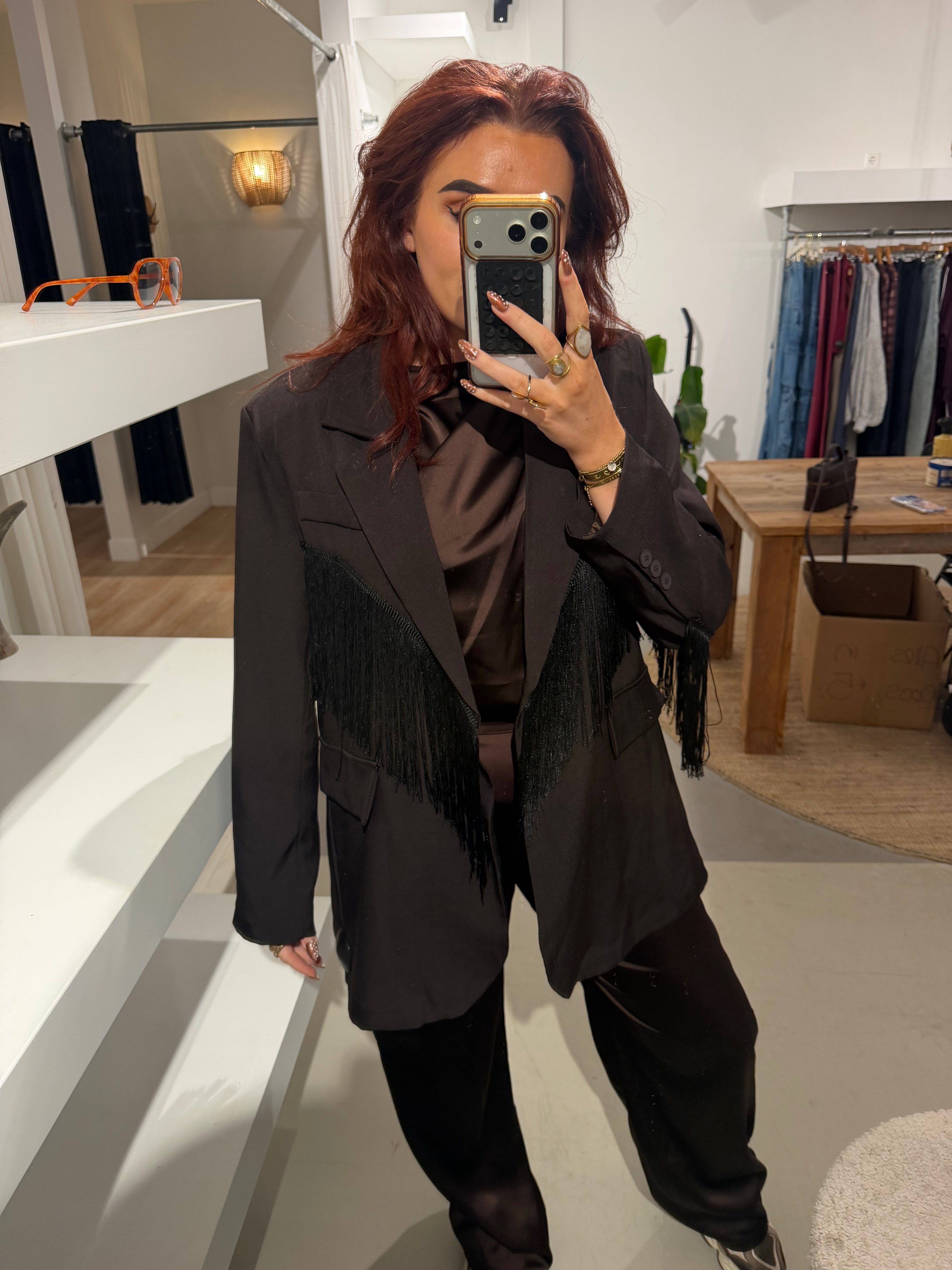 Blazer franje bruin